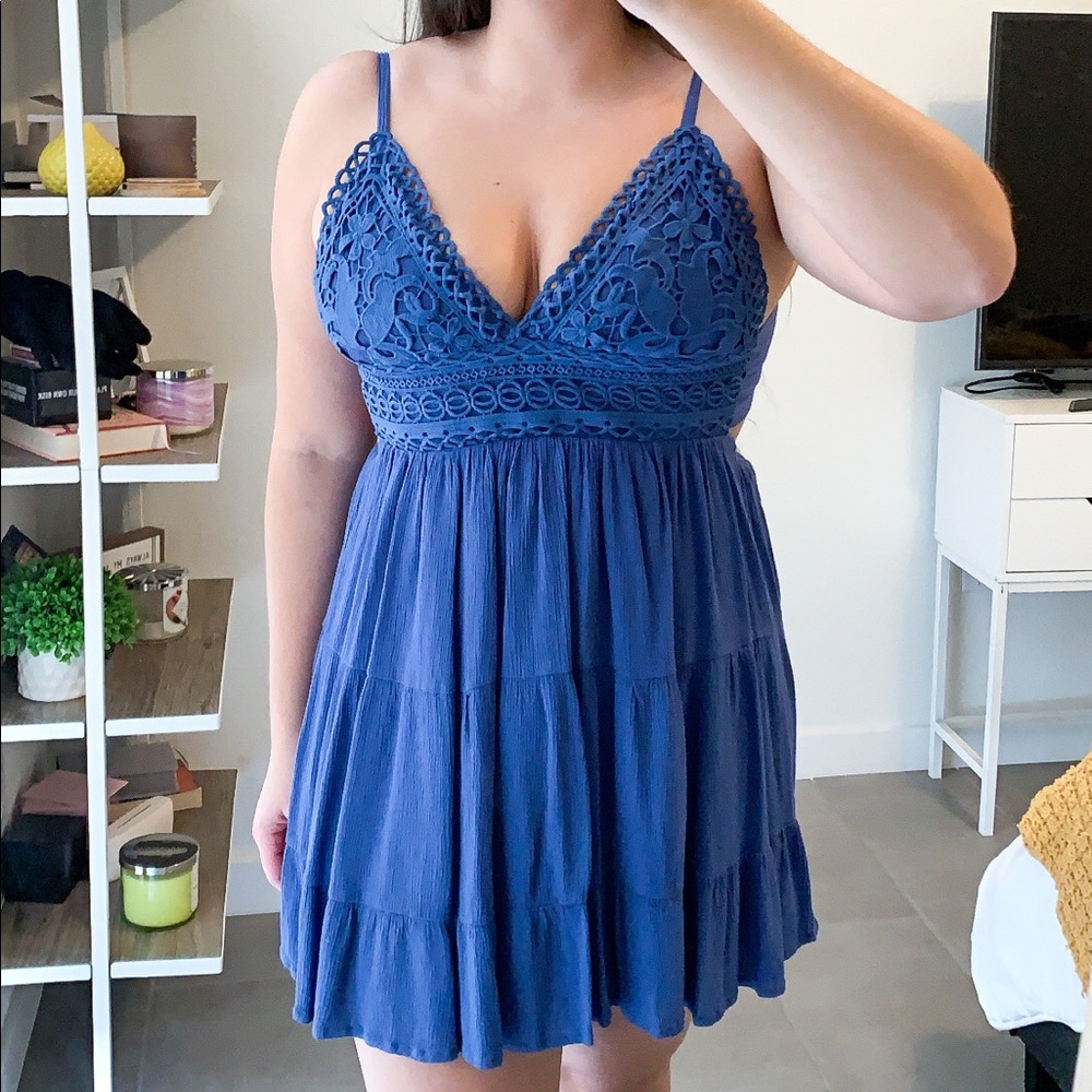 Blue backless dress